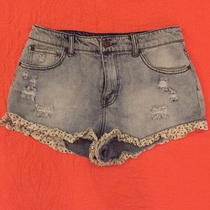 Forever 21 Premium Denim Shorts with flower detail